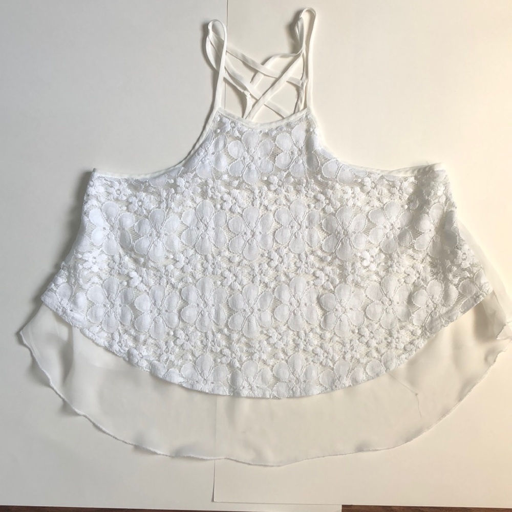 Lace sheer cropped Tank
